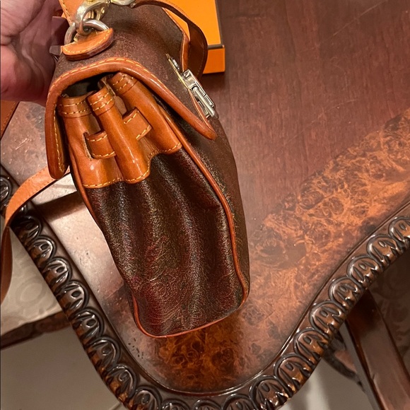 Etro Milano Tan Leather Paisley Crossbody Shoulder Bag - Picture 7 of 11